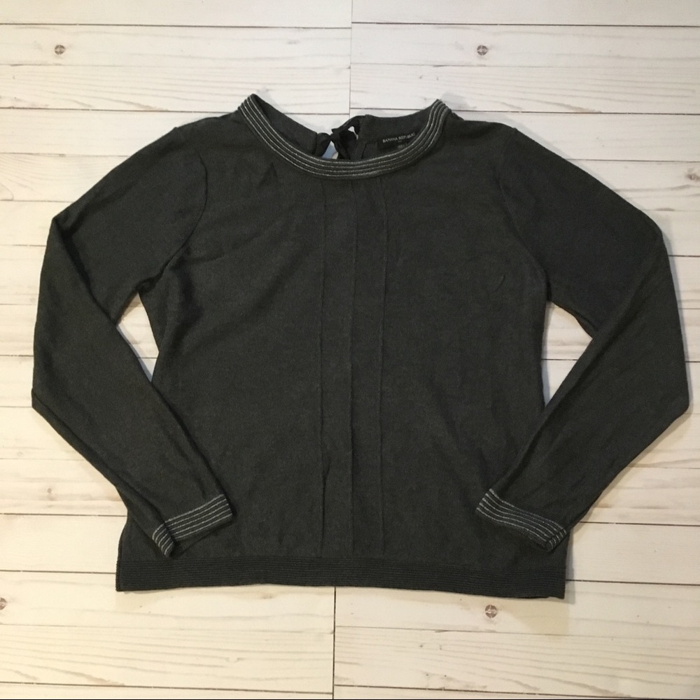 Banana Republic XL Grey Sparkle Sweater With Tie
